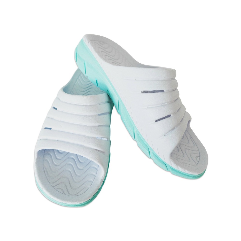 Avia Slide Sandals Womens 10 White Aqua Lightweight Sporty Athletic Recovery